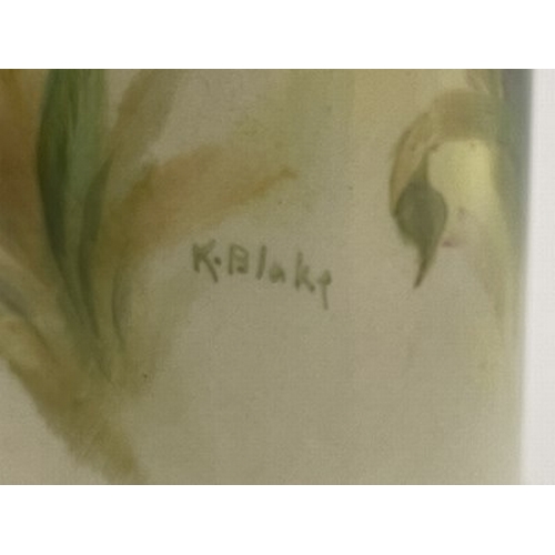 907 - Kitty Blake for Royal Worcester, a flower painted spill vase, cylindrical form, circa 1940, decorate... 