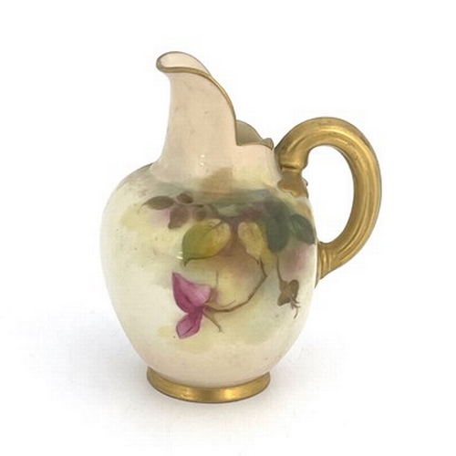 911 - A Royal Worcester rose painted flat back jug,