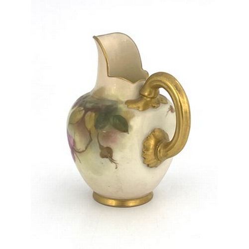 911 - A Royal Worcester rose painted flat back jug,