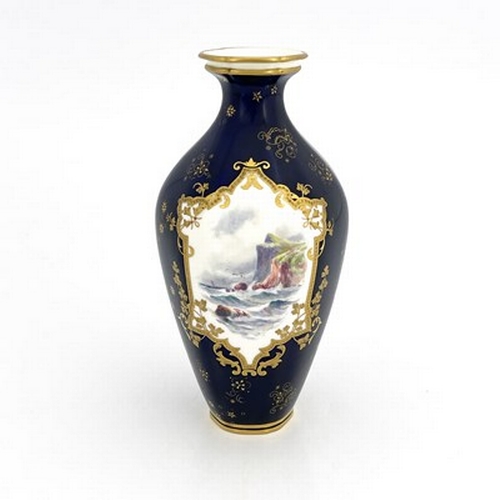 933 - W E J Dean for Royal Crown Derby, a marine painted vase, shouldered form, decorated with a stormy co... 