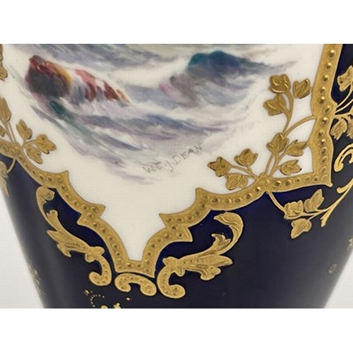 933 - W E J Dean for Royal Crown Derby, a marine painted vase, shouldered form, decorated with a stormy co... 