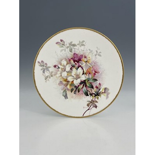 950 - RA Dean for Doulton Burslem, a painted floral plate, within gilt border, signed and printed mark, 23... 