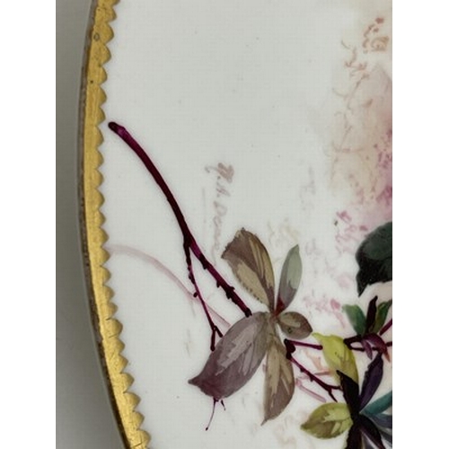 950 - RA Dean for Doulton Burslem, a painted floral plate, within gilt border, signed and printed mark, 23... 