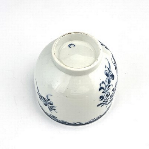 964 - A Lowestoft blue and white porcelain sugar bowl or sucriere base, crescent mark, circa 1770, painted... 