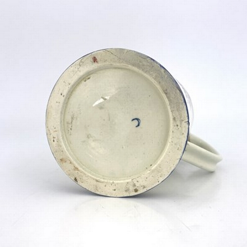 965 - A Worcester Dalhousie mug, crescent mark, circa 1785, cylindrical form, painted with a central oval ... 