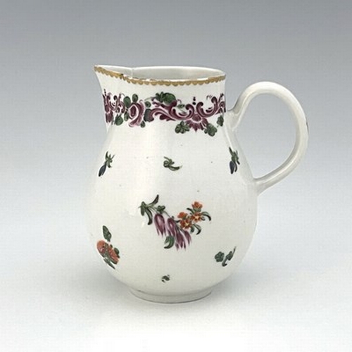 994 - A Richard Champion, Bristol porcelain jug, circa 1770, painted with floral sprigs and sprays below a... 