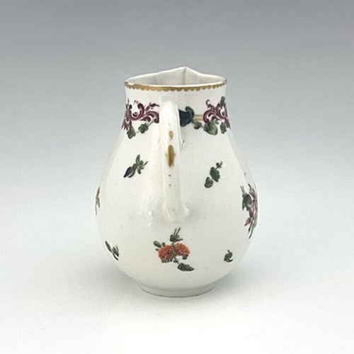 994 - A Richard Champion, Bristol porcelain jug, circa 1770, painted with floral sprigs and sprays below a... 