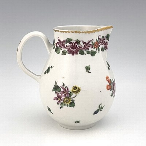 994 - A Richard Champion, Bristol porcelain jug, circa 1770, painted with floral sprigs and sprays below a... 