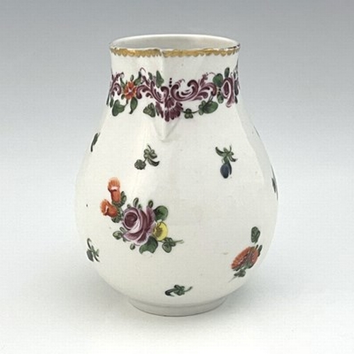 994 - A Richard Champion, Bristol porcelain jug, circa 1770, painted with floral sprigs and sprays below a... 