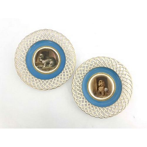 995 - Henry Mitchell for Minton, a pair of cabinet plates, circa 1880, circular form decorated with annota... 