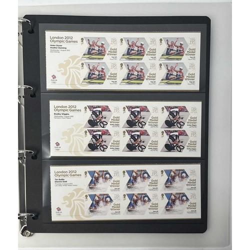 328 - A London 2012 Team GB Gold Medal winners stamp collection, Olympic panes of six and Paralympic panes... 