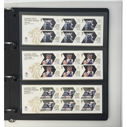 328 - A London 2012 Team GB Gold Medal winners stamp collection, Olympic panes of six and Paralympic panes... 