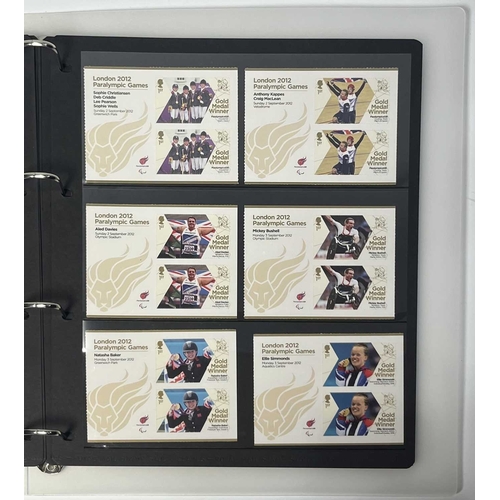 328 - A London 2012 Team GB Gold Medal winners stamp collection, Olympic panes of six and Paralympic panes... 