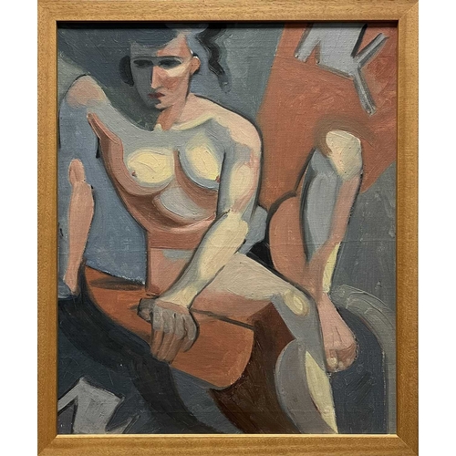 465 - Marjorie Sherlock (British, 1897-1973), seated male nude, oil on canvas, 43 by 36cm, framed. Provena... 