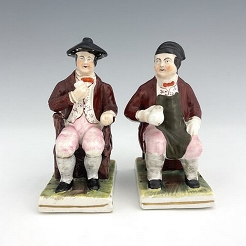 140 - A pair of Staffordshire figures of Tam O'Shanter and Souter Johnnie, circa 1840, figures modelled af... 