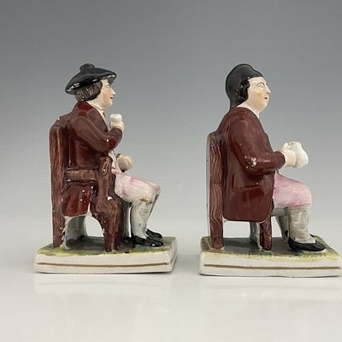 140 - A pair of Staffordshire figures of Tam O'Shanter and Souter Johnnie, circa 1840, figures modelled af... 