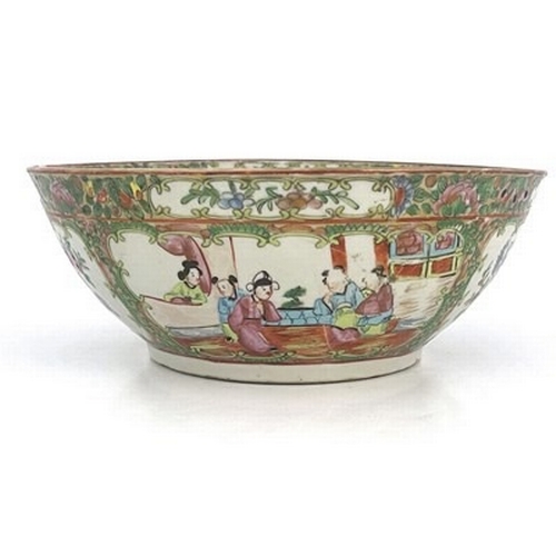 176 - A Chinese Canton Famille rose bowl, Qing Dynasty, 19th Century, decorated with panels of narrative f... 