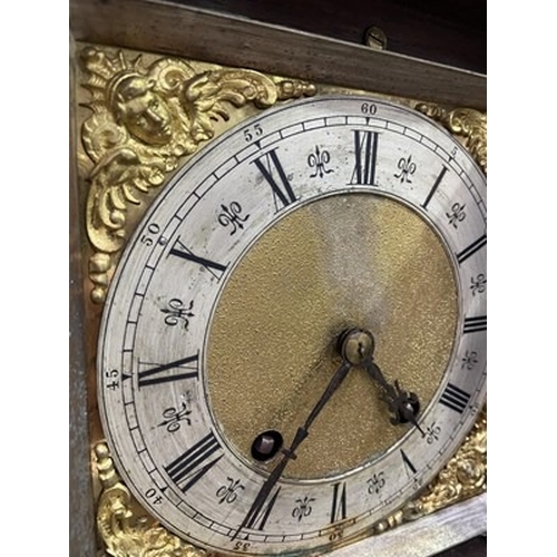 180 - A German carved oak Aesthetic Movement mantel clock, architectural case, with silvered chapter ring ... 