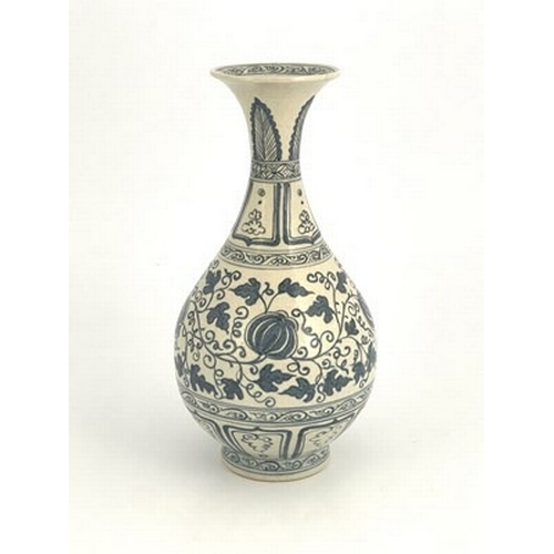 190 - A Chinese blue and white vase, baluster form, painted with pomegranates in foliate scroll ground, be... 