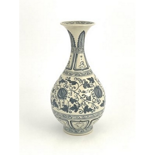 190 - A Chinese blue and white vase, baluster form, painted with pomegranates in foliate scroll ground, be... 