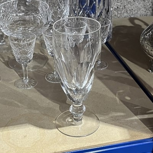 195 - Waterford Crystal including Lismore cut glass carafe, Lismore wine and liqueur glasses, Colleen wine... 