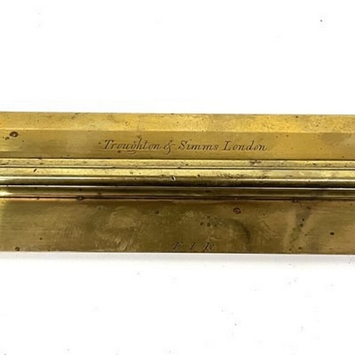 204 - Scientific Instruments, a brass Troughton & Simms ruling rule, 31cm long