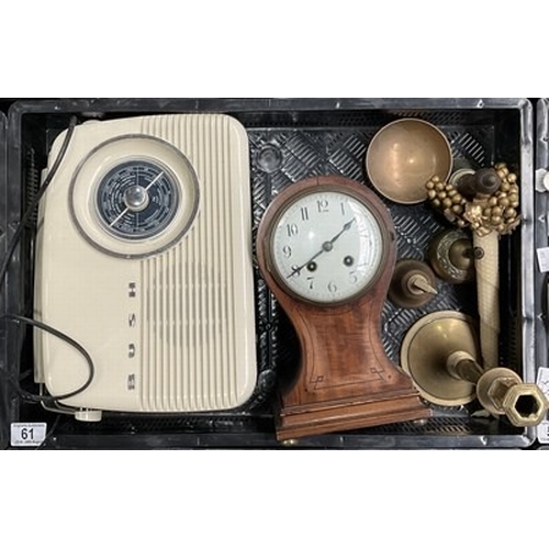 20A - brassware together with a balloon clock and a Bush radio