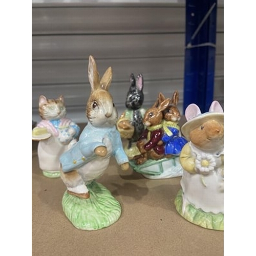 254 - Various Royal Doulton Beatrix Potter and Royal Albert figures, including Santa Bunnykins, Billie and... 