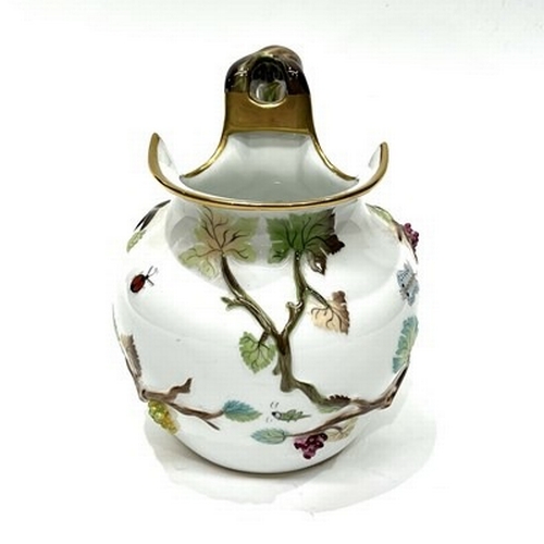 257 - A PAC Portugal large jug, moulded vine branches and painted with insects, moulded branch handle, gil... 