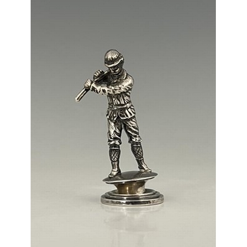 292A - A Victorian silver figure, cast and modelled as a figure in hunting dress, possibly continental in o... 