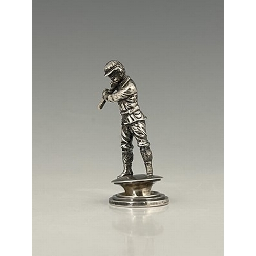 292A - A Victorian silver figure, cast and modelled as a figure in hunting dress, possibly continental in o... 