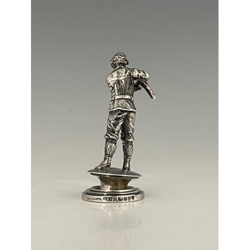 292A - A Victorian silver figure, cast and modelled as a figure in hunting dress, possibly continental in o... 