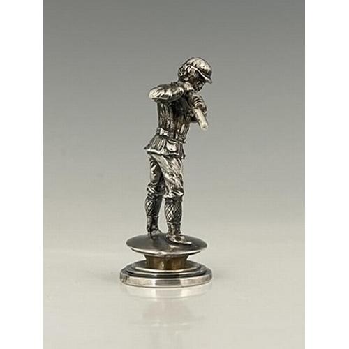 292A - A Victorian silver figure, cast and modelled as a figure in hunting dress, possibly continental in o... 