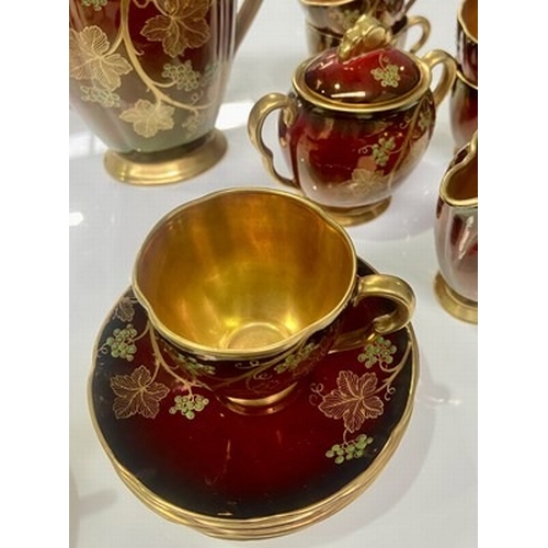 30 - A Coalport tea service together with a  Carlton Ware 1950s 'Rouge Royale' Vine pattern coffee servic... 