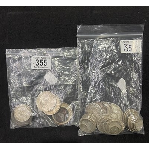 355 - A collection of British silver coinage, including Charles II, George III, Victoria, Edward VII; toge... 