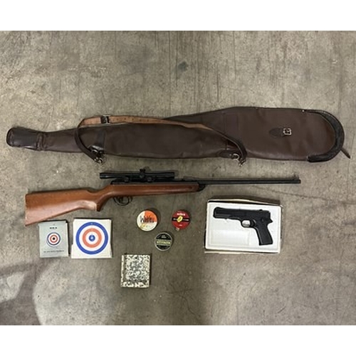 444A - A BSA Meteor .22 Air Rifle, with a telescopic sight, and shoulder bag, together with a Diana .177 Ai... 