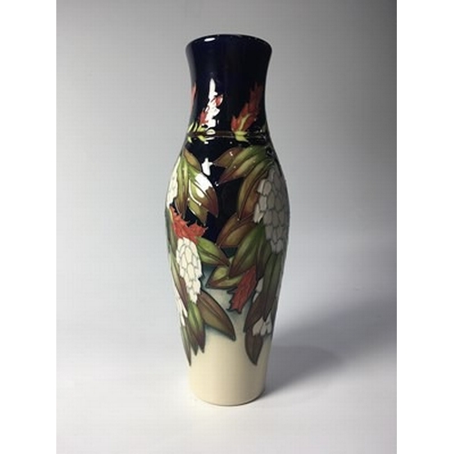 448 - Paul Hilditch for Moorcroft, a Forest Flame Pattern vase, circa 2012, elongated baluster form, Limit... 