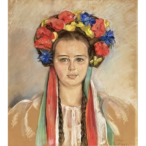 770A - E..Oser (20th Century), portrait of a Hungarian girl, pastel, signed in pencil l.l., and dated 1943,... 