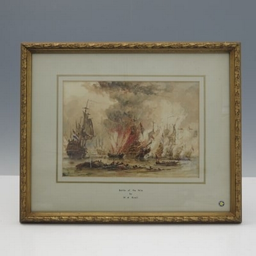 812 - William Adolphus Knell (British, 1805-1875), Battle of the Nile, a pair, one signed l.r., titled on ... 