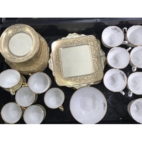 97 - A collection of English tea and dinner wares including Paragon tea set, Spencer Stevenson, Royal Alb... 