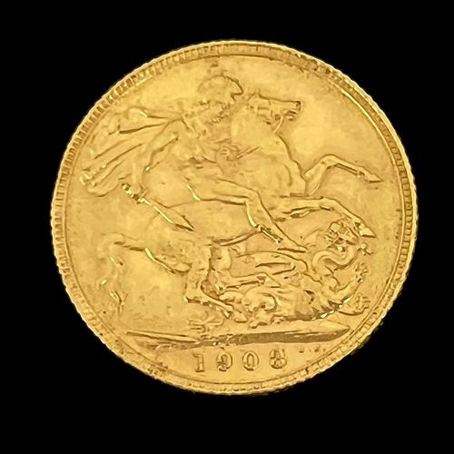 133 - Edward VII gold sovereign, 1908, 8.0g