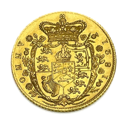 143 - George IV, Half Sovereign, 1821, very rare. S3802