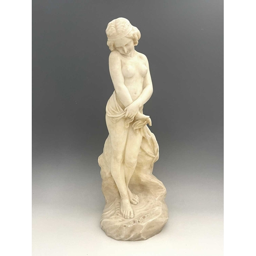 286 - Italian School, late 19th Century, a classically draped female nude, modelled standing against a roc... 