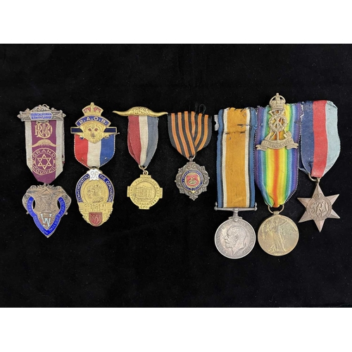 319 - A World War I and II medal group, 205098 Pte A Rowley, Labour Corps, Great War pair and 1939-45 star... 