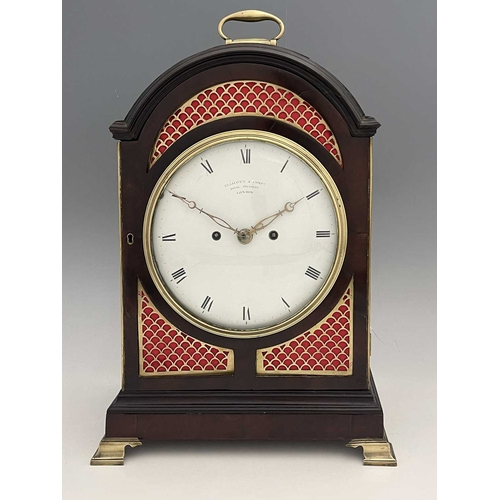 345 - Ellicott & Company, Royal Exchange, London, a Regency mahogany bracket clock, arched case with brass... 