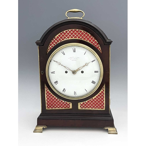 345 - Ellicott & Company, Royal Exchange, London, a Regency mahogany bracket clock, arched case with brass... 