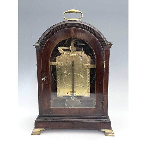 345 - Ellicott & Company, Royal Exchange, London, a Regency mahogany bracket clock, arched case with brass... 