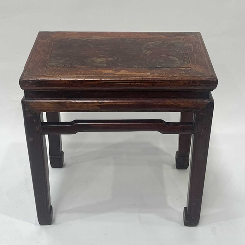 372 - A Chinese stained and lacquered wood low table or stool, probably 19th century or earlier, rectangul... 