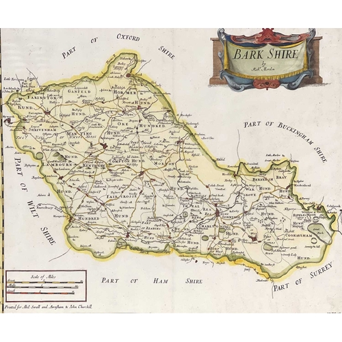 401 - Robert Morden (British, c.1650-1703), map of Barkshire, map of Oxfordshire, coloured engravings, lar... 