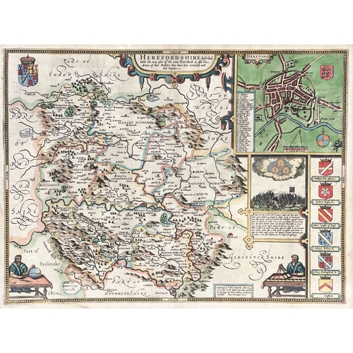 402 - John Speed (British, 1552-1629), map of Herefordshire (1610), coloured engraving, published by John ... 